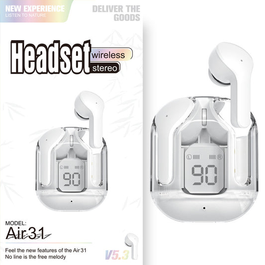 🎧 Air 31 ClearPods |    🔋 90% Smart Display  > Stylish transparent design + real-time battery display = premium feel.