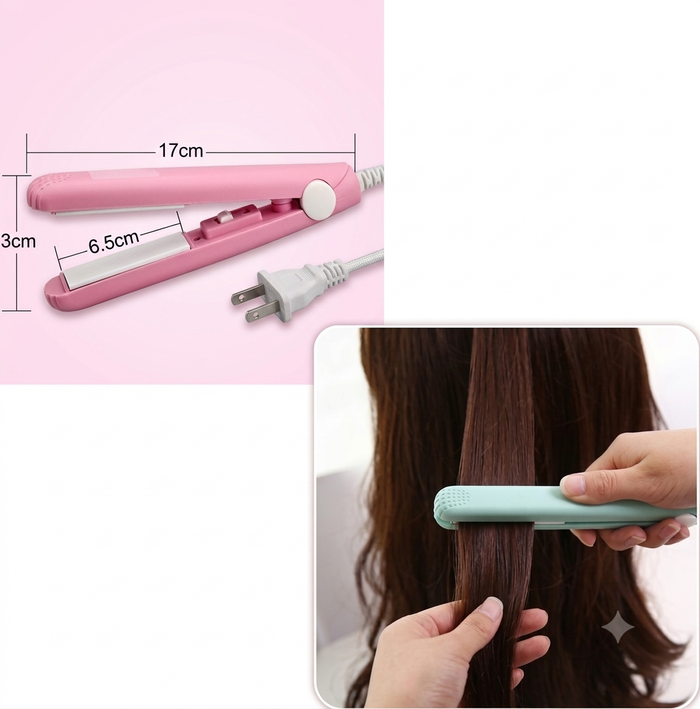 Portable Mini Hair Straightener & Curler - Compact Travel Hair Stylist
