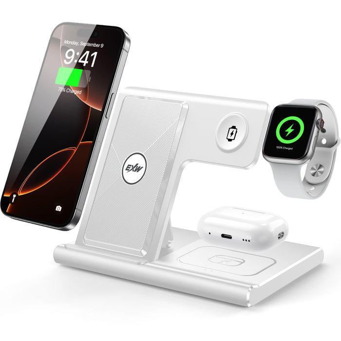 🔋 3 in 1 Magnetic Wireless Folding Charger – Phone, Watch & Earbuds