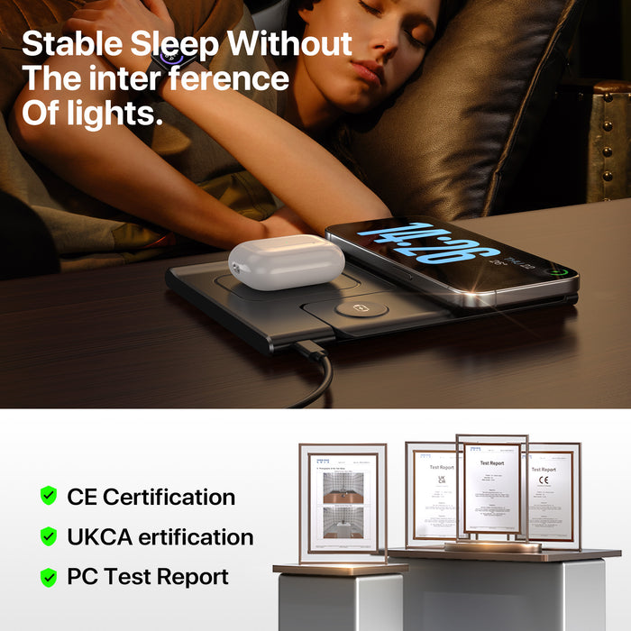🔋 3 in 1 Magnetic Wireless Folding Charger – Phone, Watch & Earbuds