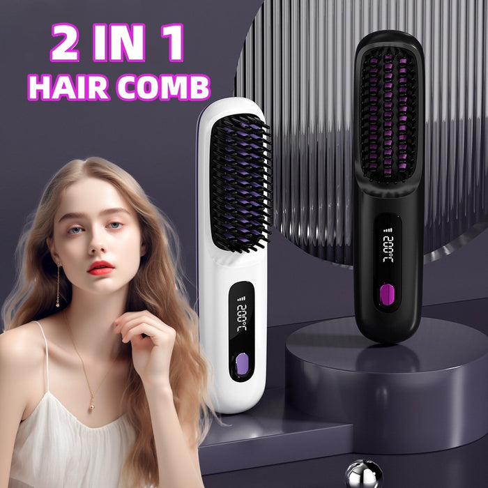 "Salon-Style Hair Anytime 💖 Fast Heating Straightener Comb"