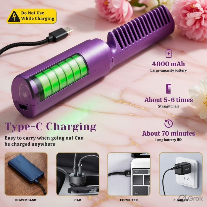Bazoora Cordless Mini Hair Straightener – Portable USB Rechargeable Hair Styler for Women 💁‍♀️